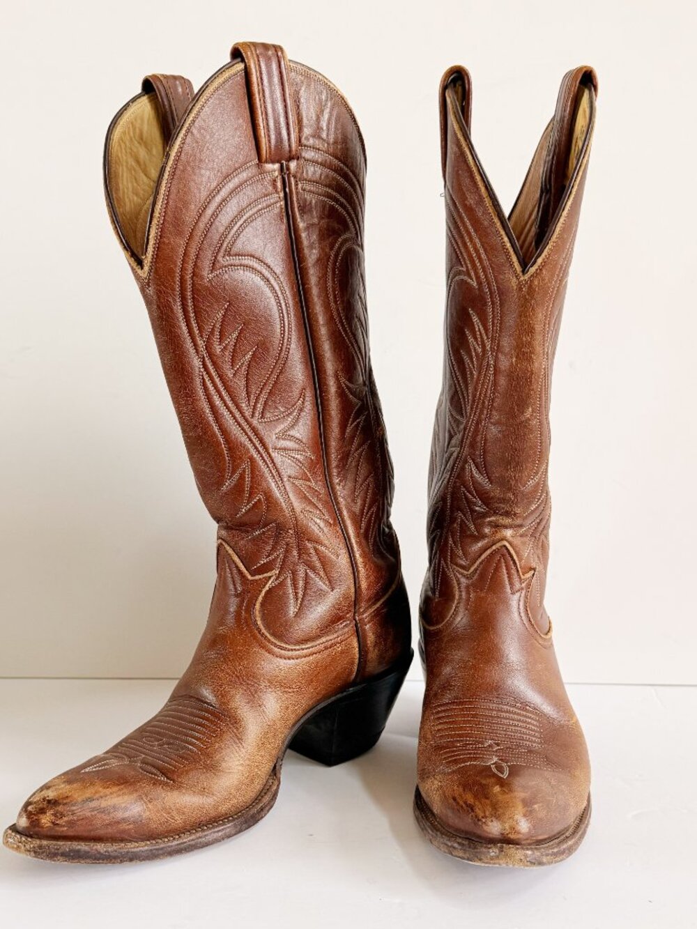 Vintage Tony Lama Brown Leather Cowboy Boots Western Boots Size 8